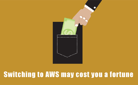 A hand pulling money from a wallet with the text "Switching to AWS may cost you a fortune"