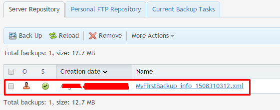 Backup final product highlighted in red. 