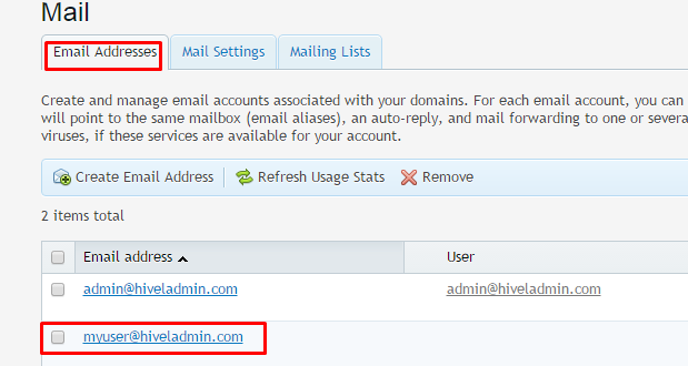 Click email address that you want an alias for. 