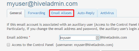 Email Aliases button in red 