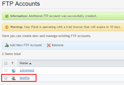 FTP Accounts testftp image 