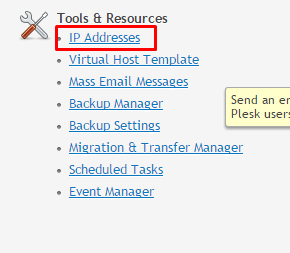 under Tools & Settings section click on “IP Addresses”