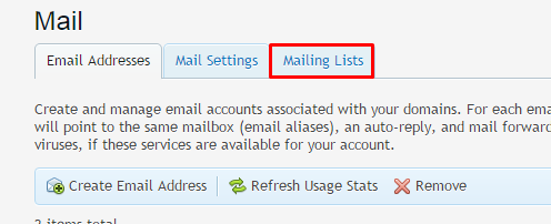 Mailing Lists in Plesk 
