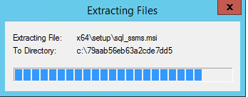Window showing the file extraction progress bar