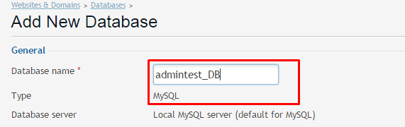 Add database name button 