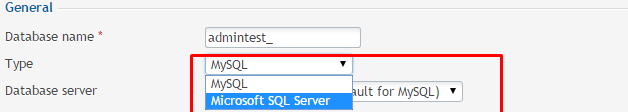 Under Database Type select Microsoft SQL Server image 