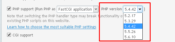 PHP Version to chose from in Plesk 