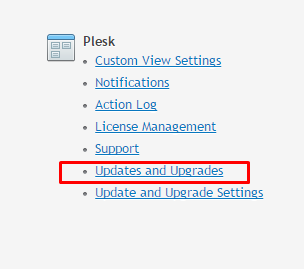 Updates and Upgrades section highlighted in red. 