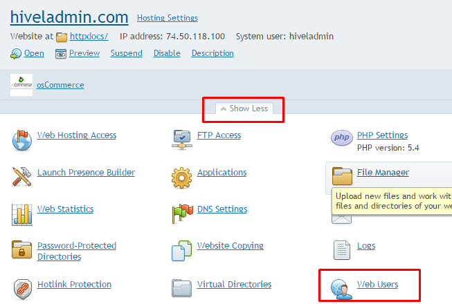 Adding web users screenshot 