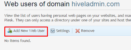 Click add new web user under  domain 