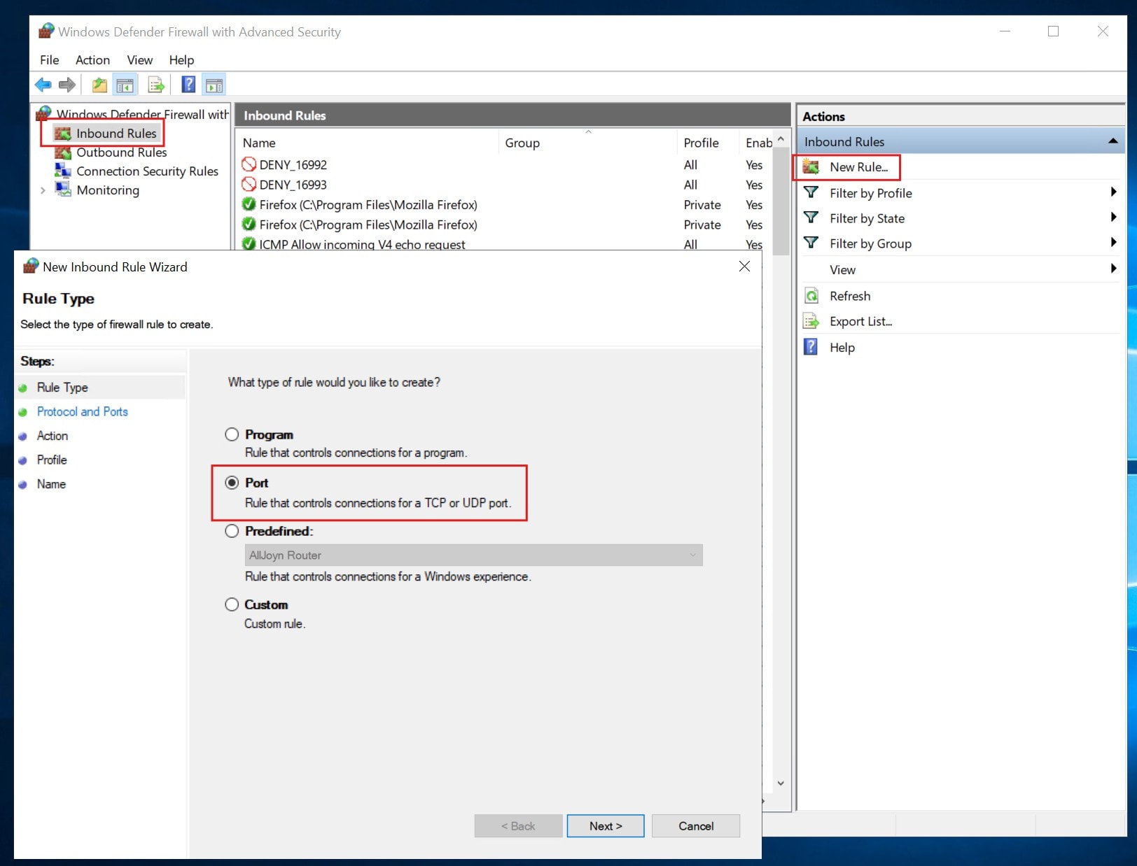 Creating New Firewall Rule