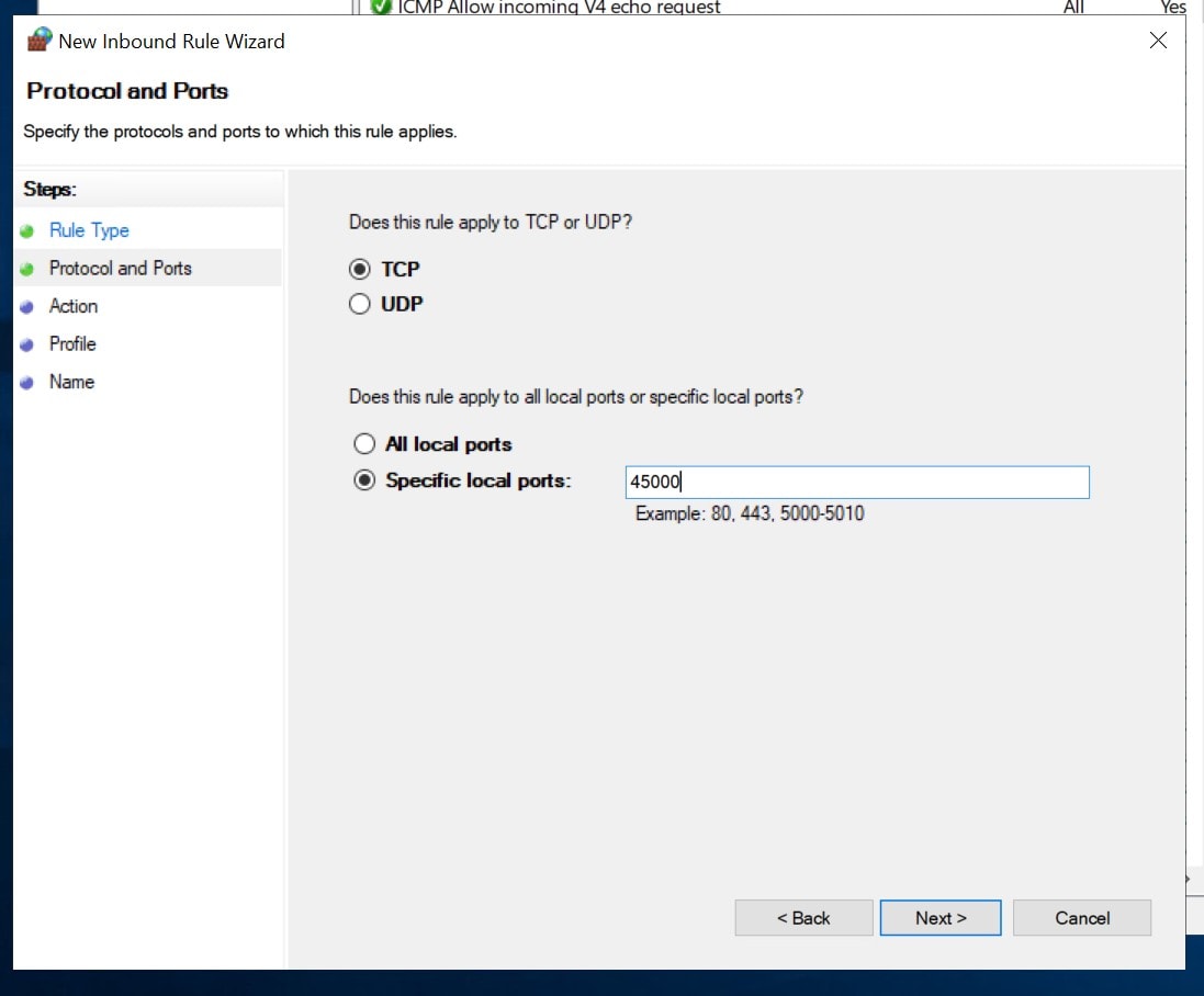 Protocol and Port Number Entry