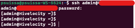 Screenshot of the results of the ssh admin command.