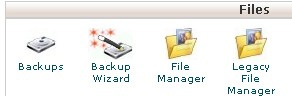 Files section of cPanel showing the Backup tool