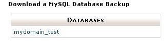 Download a MySQL Database Backup window showing databases available for backup