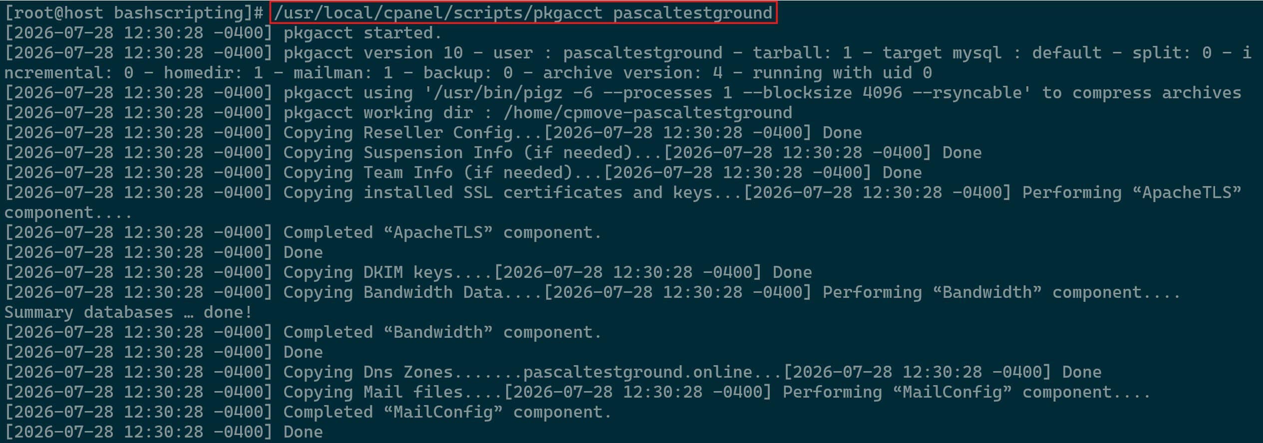 Packaging a cPanel Account