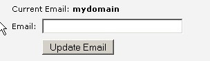 Window showing current email address as well as the option to update to a different email address for cron job output