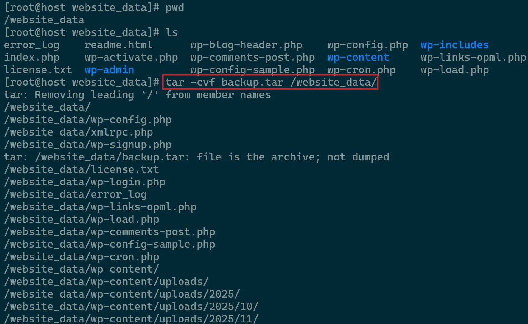 Creating the tar File