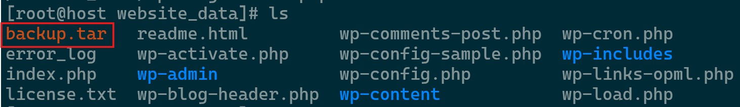 Newly Created tar File