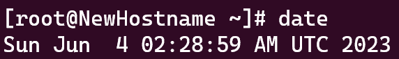 Screenshot showing the result of the date command.
