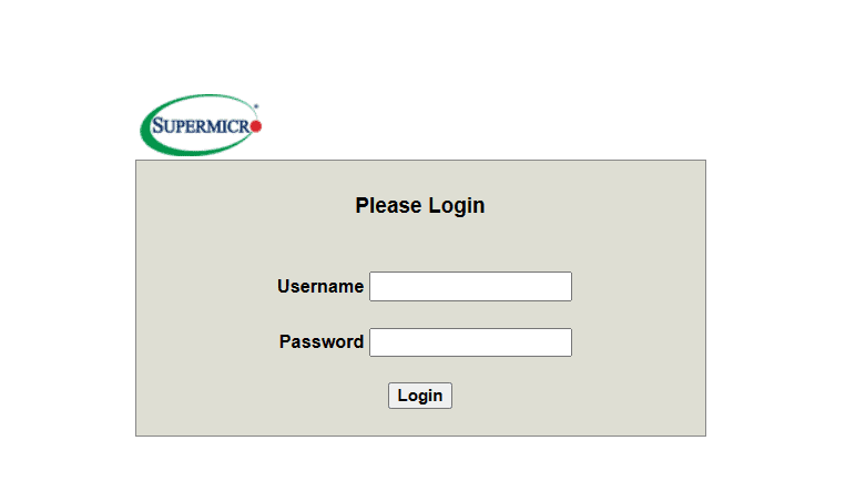 Screenshot of the Supermicro IPMI login credentials screen.