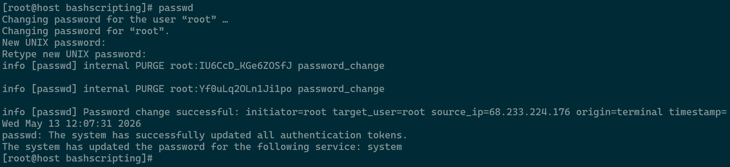 Changing the Root Password