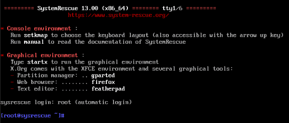SystemRescue Shell