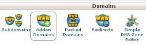 Domains category in the cPanel dashboard, highlighting the Addon Domains tool
