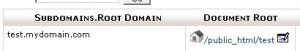 Subdomains list showing all current subdomains associated with the root domain