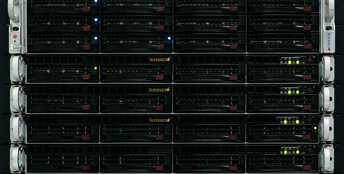 A stack of servers rising vertically