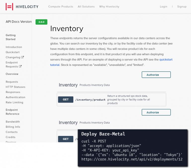 myHivelocity REST API Documentation