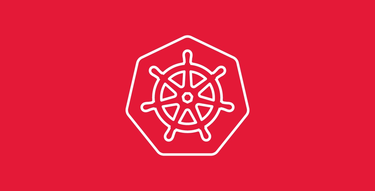 An image of the Kubernetes' logo, a seven-spoked steering wheel