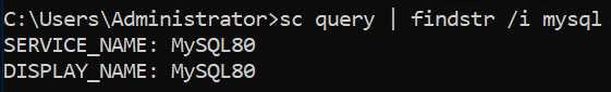 sc query | findstr /i mysql