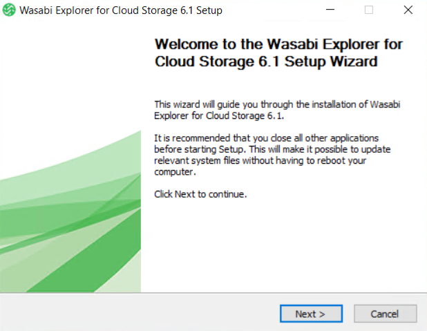 Screenshot of the Wasabi Explorer Installation Wizard