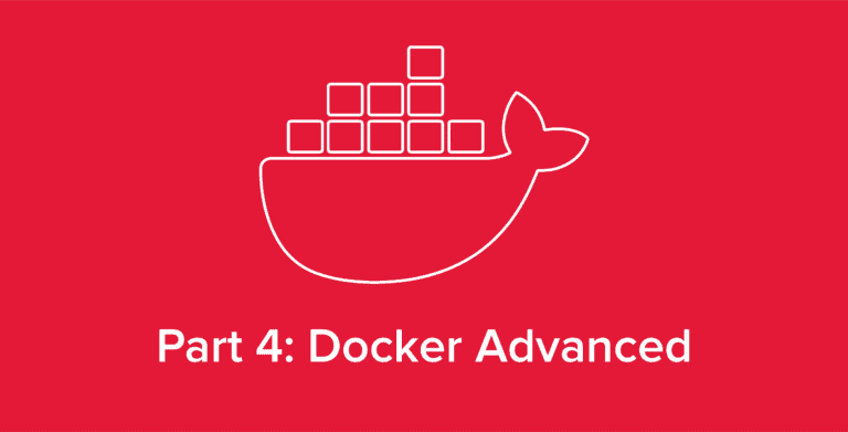 Hero image of the Docker logo with text reading "Part 4: Docker Advanced"