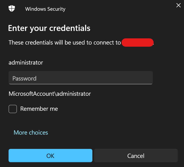 Screenshot showing the Windows Security popup screen.