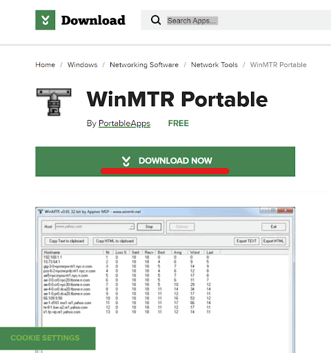 Installing and Using WinMTR in Windows