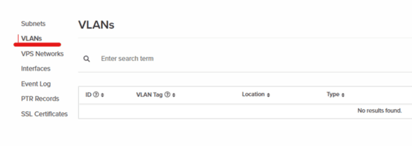 The VLANs page displays any active VLANs that you’ve configured through the portal.