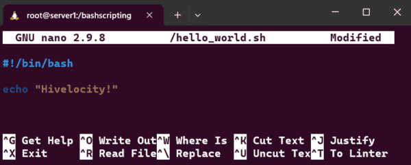 Creation of a Bash Script  in Linux Using the nano Text Editor