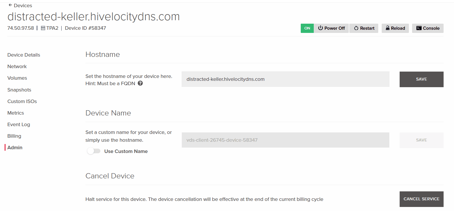 Admin tab in myVelocity
