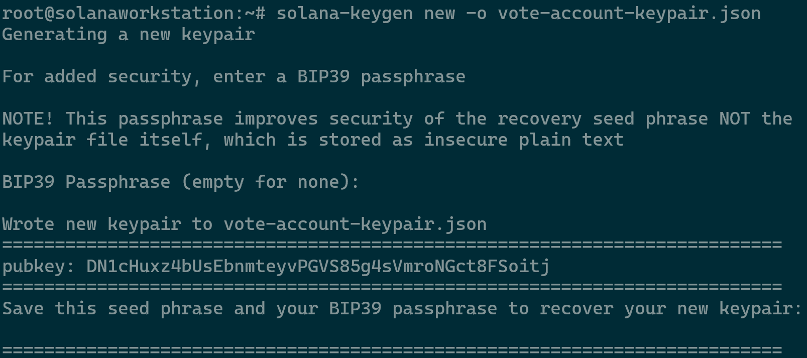 Vote Account Key Creation