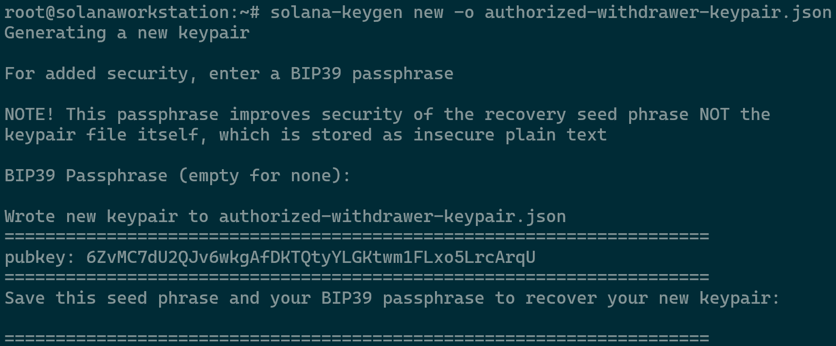 Authorized Withdrawer Keypair Creation