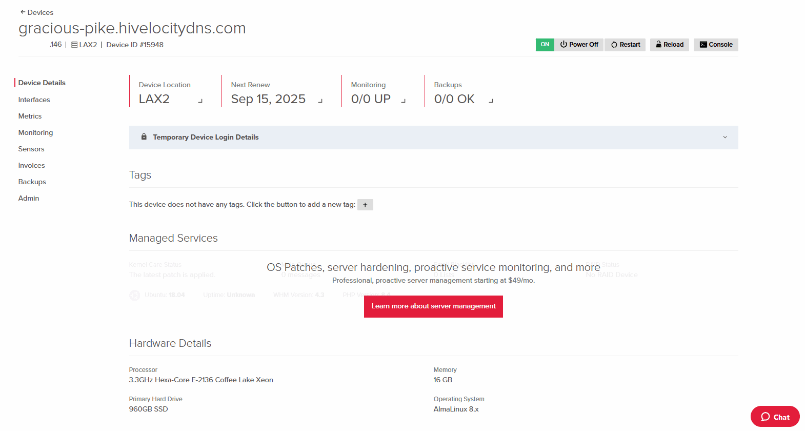 Device Details Page