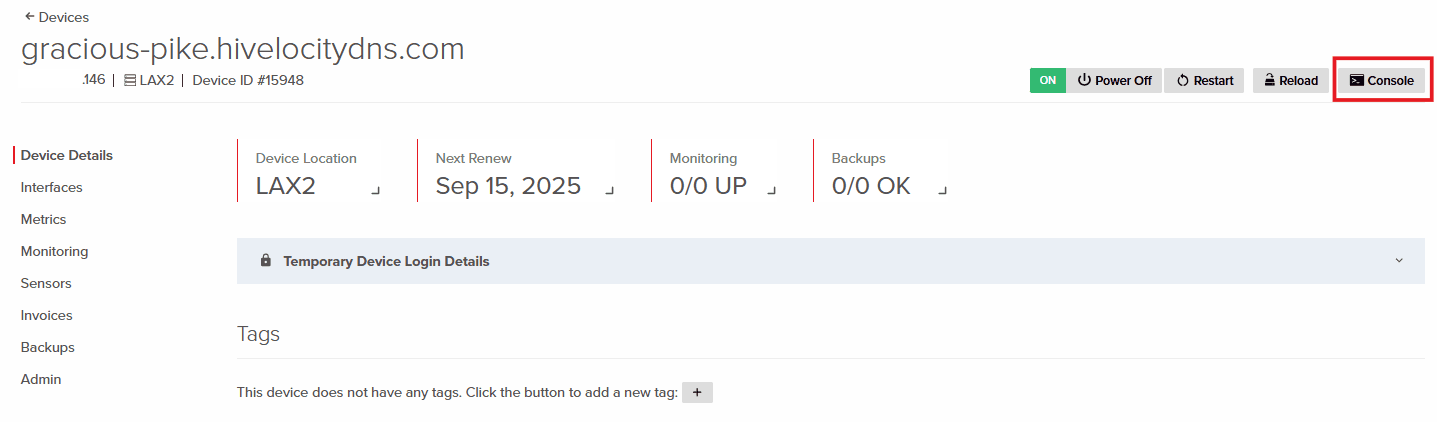 Device Console Button