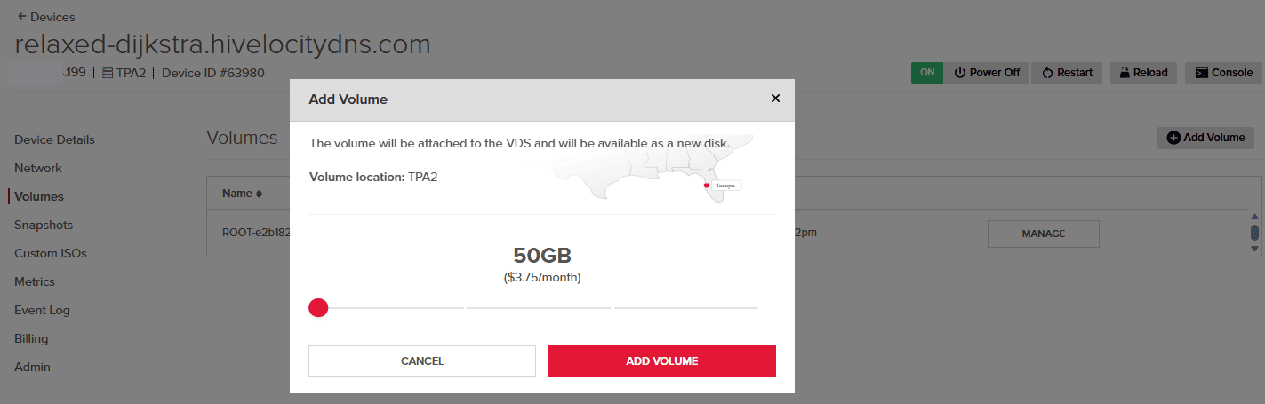 Adding a New Volume to your Virtual Server