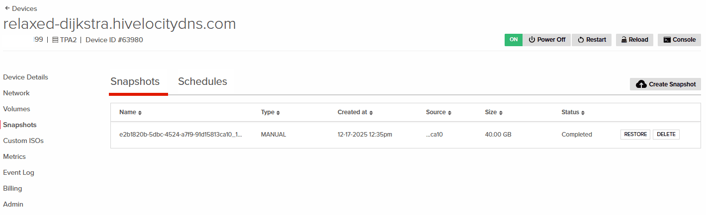 Snapshots in myVelocity