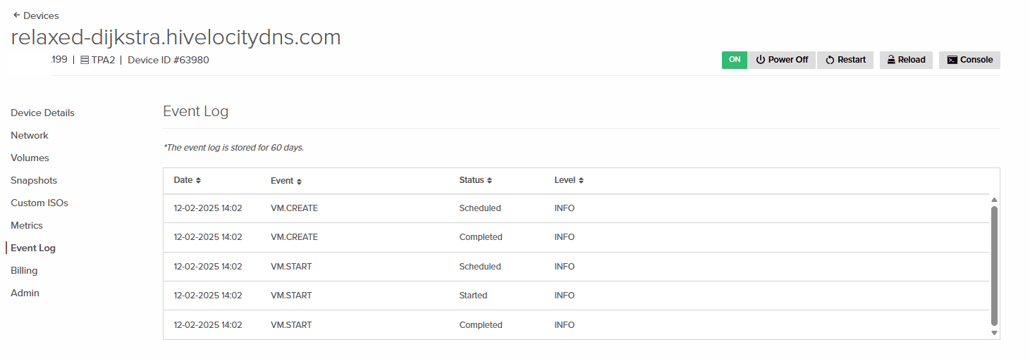Event Log in myVelocity