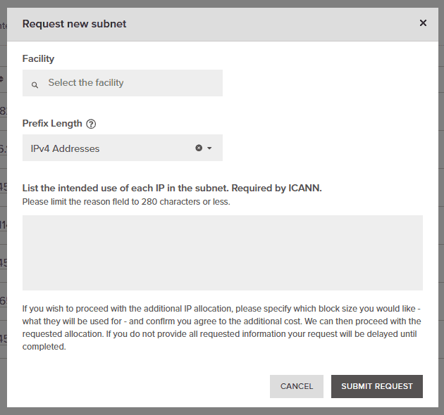 New Subnet Request Form