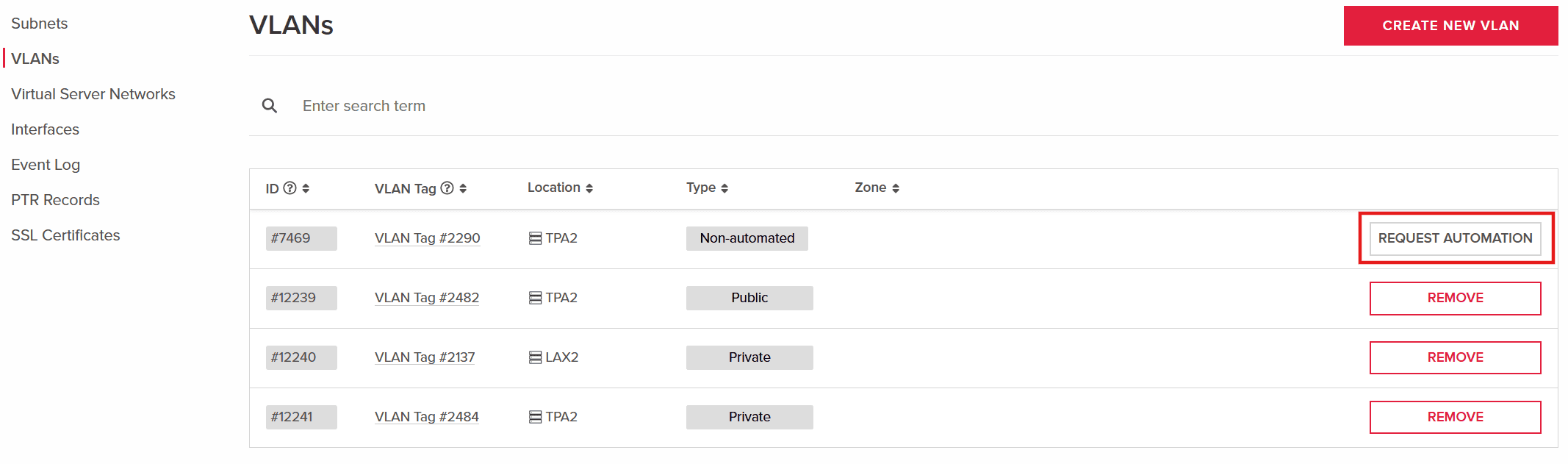 Requesting Network Automation