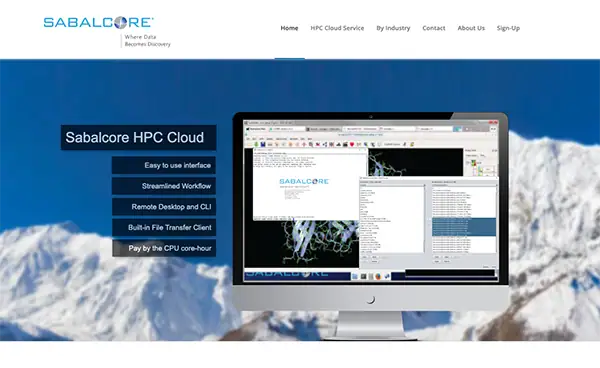 Screenshot of Sabalcore's website's homepage